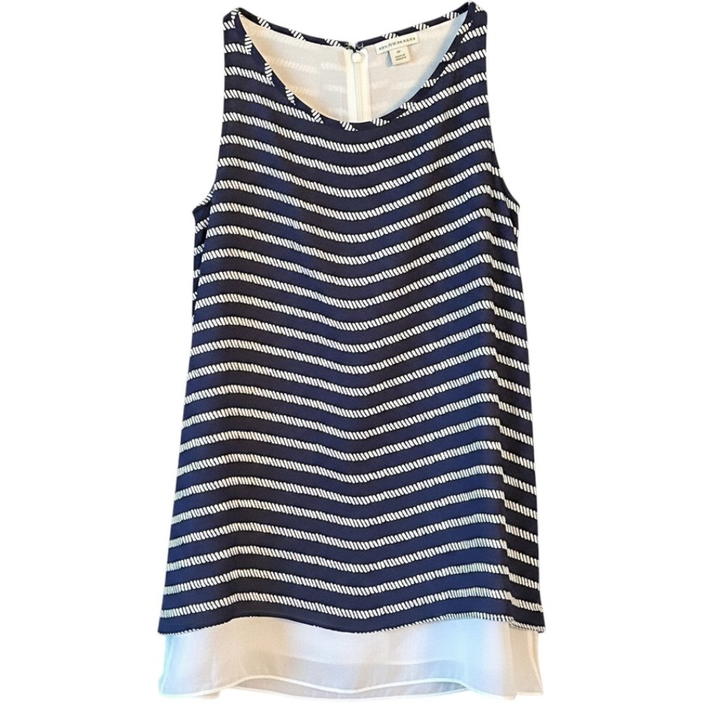 Mercer & Madison Womens Blue White Sleeveless Blouse XL Nautical Striped Silky